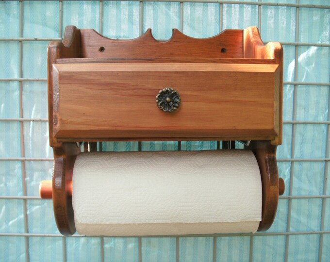 Wooden Paper Towel Holder With Drawer Etsy