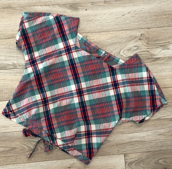 Vintage 1970s Croptop/ Plaid croptop with back-tie