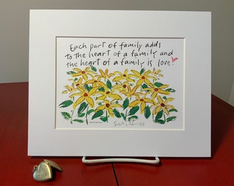 New Art print hand-signed by Sally Huss "Heart of a Family" (matted 8x10)