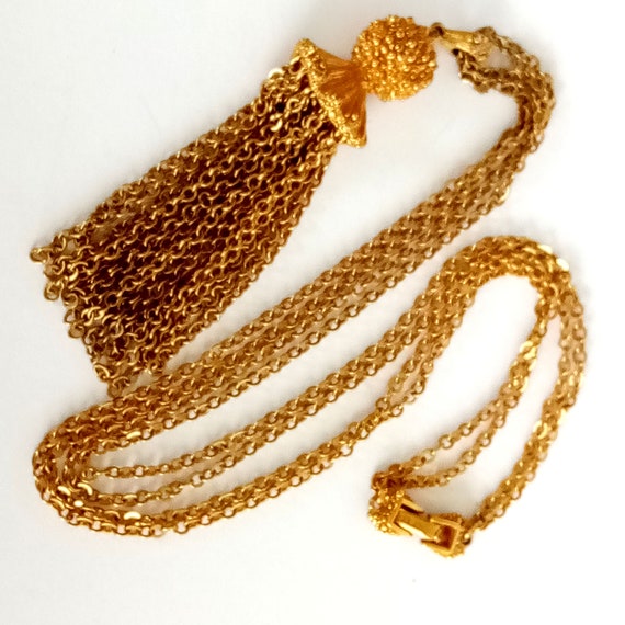 Buy 24 Gold Chain damita Necklace With Tassel Pendant by Monet, 1960s  Online in India - Etsy