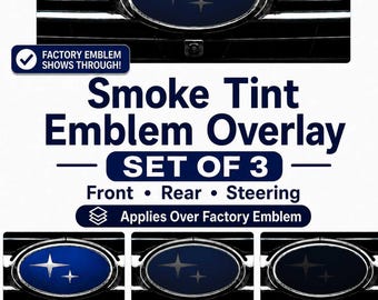 Smoke Tint Emblem Overlays – Fits Select Subaru Models – Front, Rear & Steering Wheel