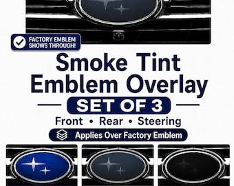 Smoke Tint Emblem Overlays – Fits Select Subaru Models – Front, Rear & Steering Wheel