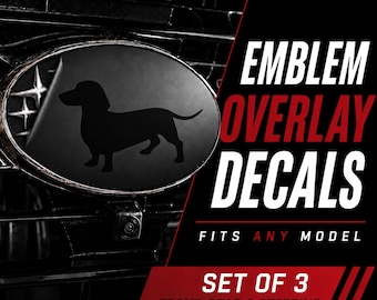 Emblem Overlay Decal Set of 3 – Fits Select Subaru Models – Dachshund Design – Precision Cut Vinyl