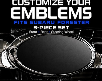 Fits Subaru Forester (2006–2026) - Custom Emblem Overlay Decals – Set of 3 (Front, Rear & Steering Wheel)