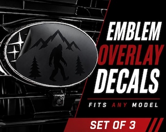Emblem Overlay Decal Set of 3 – Fits Select Subaru Models – Sasquatch Design – Precision Cut Vinyl