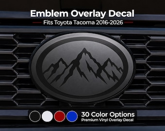 Geschikt voor Toyota Tacoma 2016–2026 – Bergmotief grille-embleem overlay vinyl sticker – Meerdere kleuren