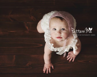 Knit Baby Bonnet Pattern Lace Mohair Bonnet #32