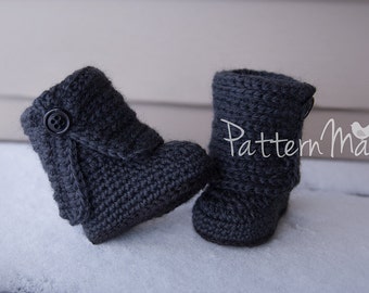 Crochet Baby Boot Pattern PDF Fold Over Button