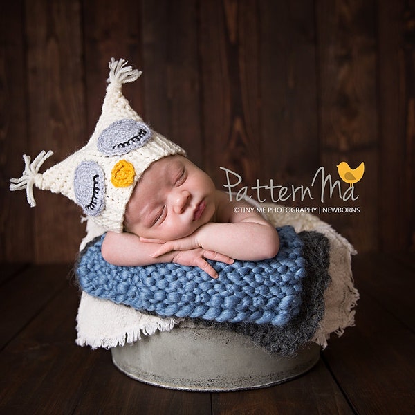 Modèle de chapeau de bébé au crochet Sleepy Owl # 4