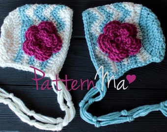 Crochet Pattern - Chevron Bonnet with flower - Instant Download #14
