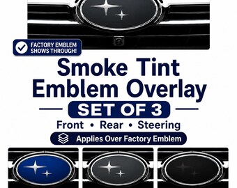 Smoke Tint Emblem Overlays – Fits Select Subaru Models – Front, Rear & Steering Wheel