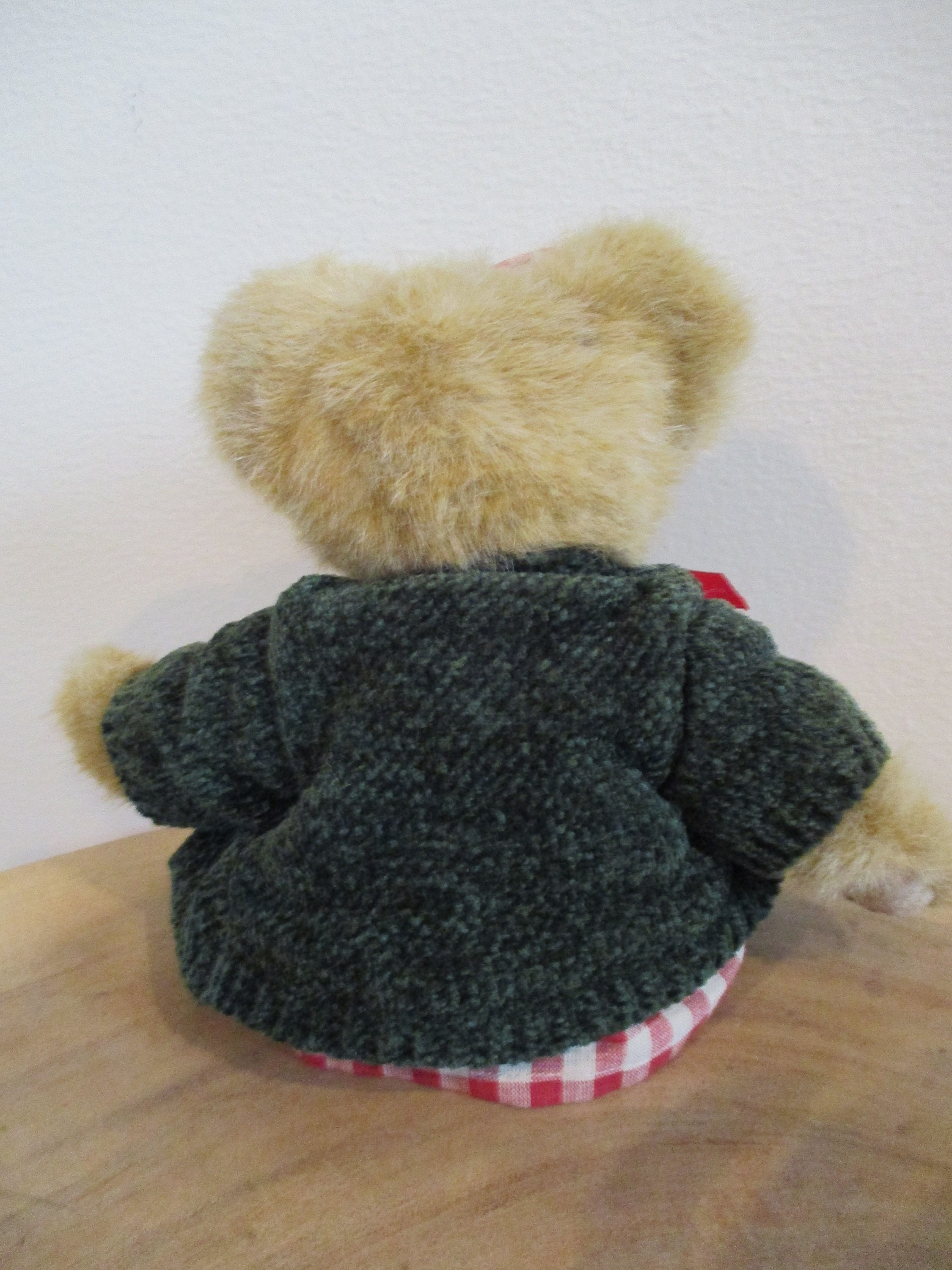 Vintage 1988 - 2001 Boyd's Bear With Red Gingham Check Dress and