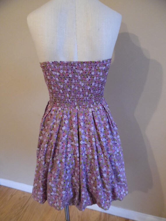 Vintage 1980s Mauve Ditsy Calico Print Party Dres… - image 4