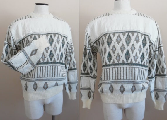 Vintage 1980s Saxony Sweater Off White Pullover J… - image 1