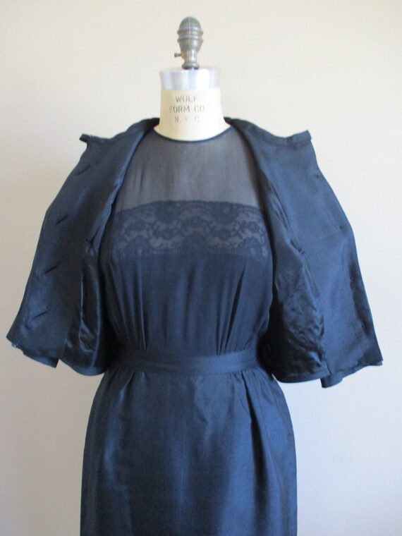 Vintage 1960s Black Silk Cocktail Wiggle Dress wi… - image 8