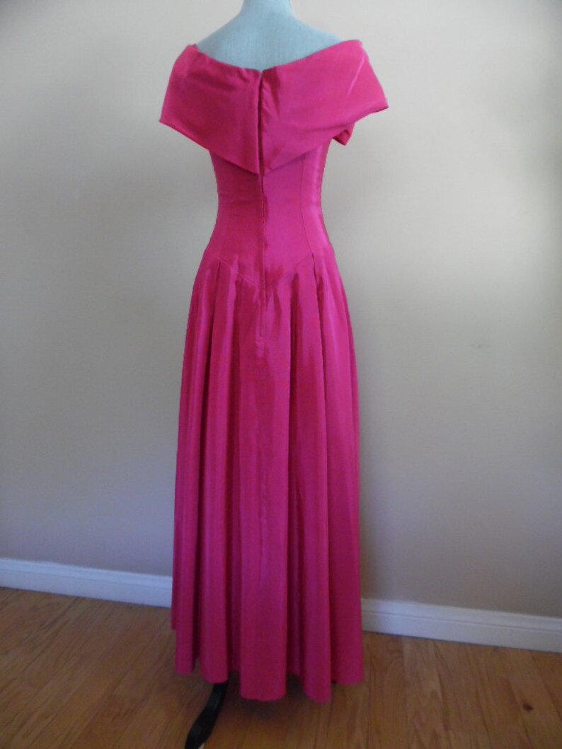evening dress in shocking pink faille