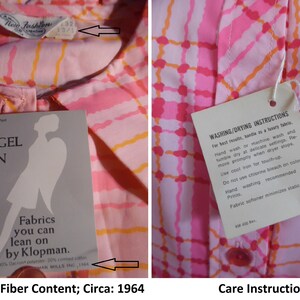 Vintage 1960s Pink Plaid Dress by New Fashion Creations Slim Shirt Dress NWT Shift Shirt Dress Long Sleeve Career Dress Casual Dress image 10