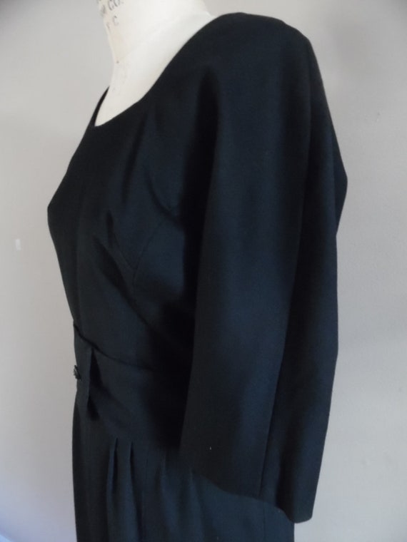 Vintage 1980s Ellen Tracy Black Wool Dress; Secre… - image 7