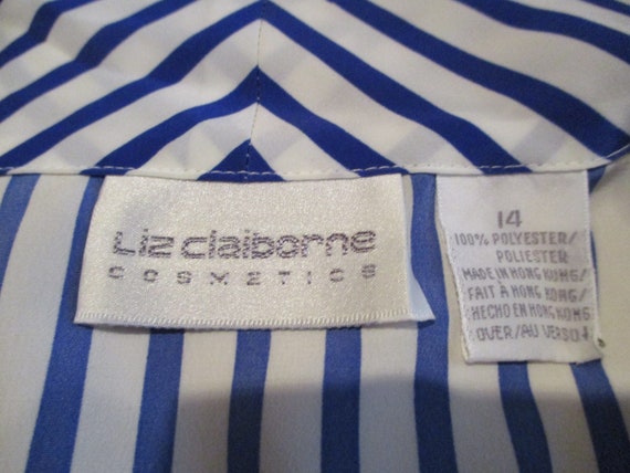 Vintage 1990s Blue and White Striped Blouse Surpl… - image 9