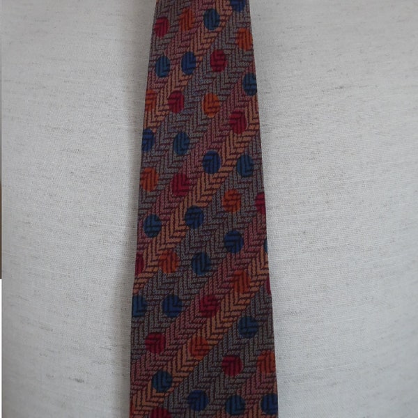 Vintage 1990s Necktie Tie Rust Sage Teal Dot and Diagonally Striped Missoni Cravatte Necktie Fine Silk Neckwear Designer TieLetasVintage