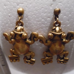 Vintage Alva Studios Gold Plated Frog Earrings Frog Dangle - Etsy