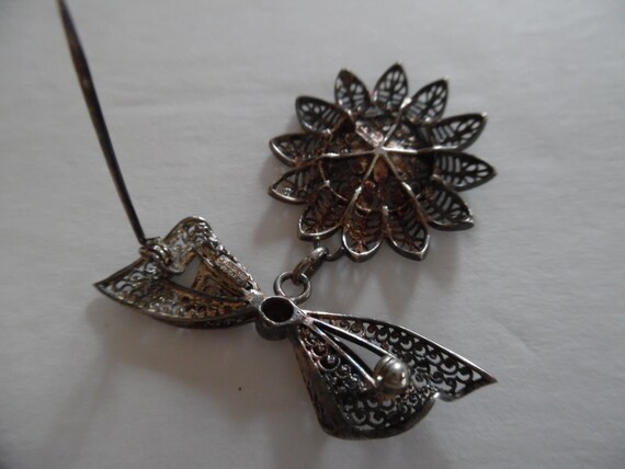 Vintage 1930s Sterling Silver Filigree Bow and Da… - image 4