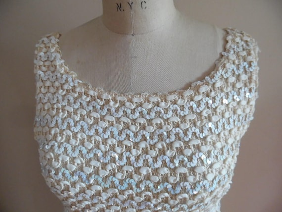 Vintage 1960s Iridescent Sequin Embellished Wool … - image 1