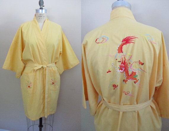 Vintage Dragon and Cloud Casual Sherbet Orange Yu… - image 1