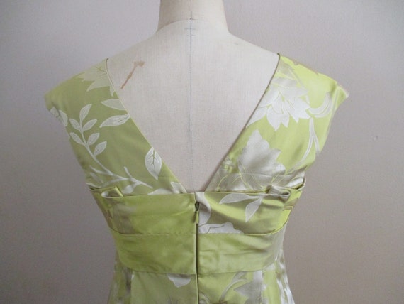 Vintage 1990s Cocktail Dress Acid Green Silk Flor… - image 6