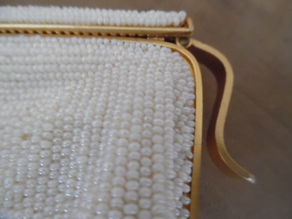 Vintage 1960s White Beaded Evening Clutch Walborg… - image 5