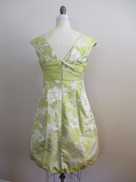 Vintage 1990s Cocktail Dress Acid Green Silk Flor… - image 5