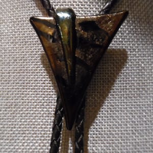 Ceramic Bolo Tie Unique 1970s Vintage Signed Ceramic Abstract Arrowhead Bolo Tie