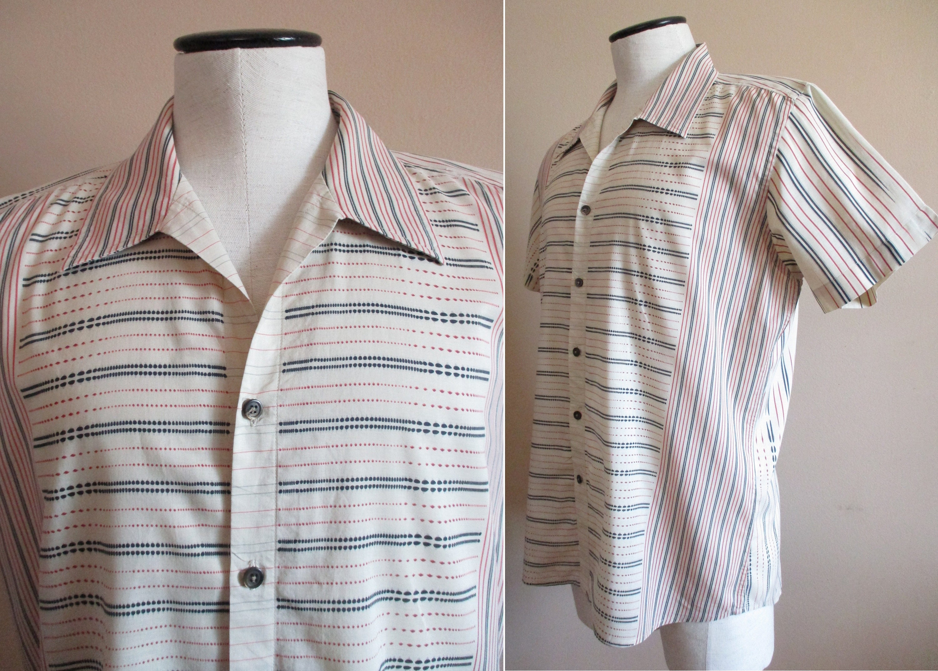 VTG 90s Tommy Hilfiger Button Up Camp Shirt Bowling Loop Collar Navy Blue  Mens L