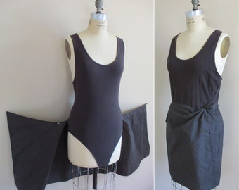 Vintage 1990s Wrap Dress by Emanuel Ungaro Liberte Chocolate Brown Summer Wrap Dress Unique Two in One Mock Two Piece