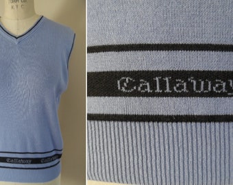 Knit Vest Lavender and Navy Blue by Callaway Golf for Nordstrom Vintage 1980s V Neck Pullover Sweater Vest Lavender Navy Cotton Knit Vest