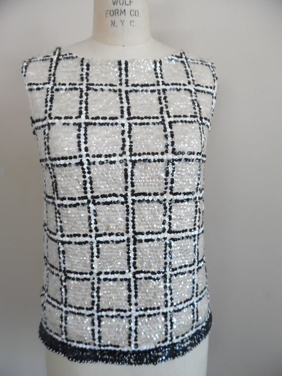 Vintage 1960s Sequin Embellished Wool Knit Evening