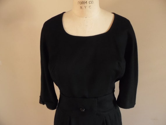 Vintage 1980s Ellen Tracy Black Wool Dress; Secre… - image 5