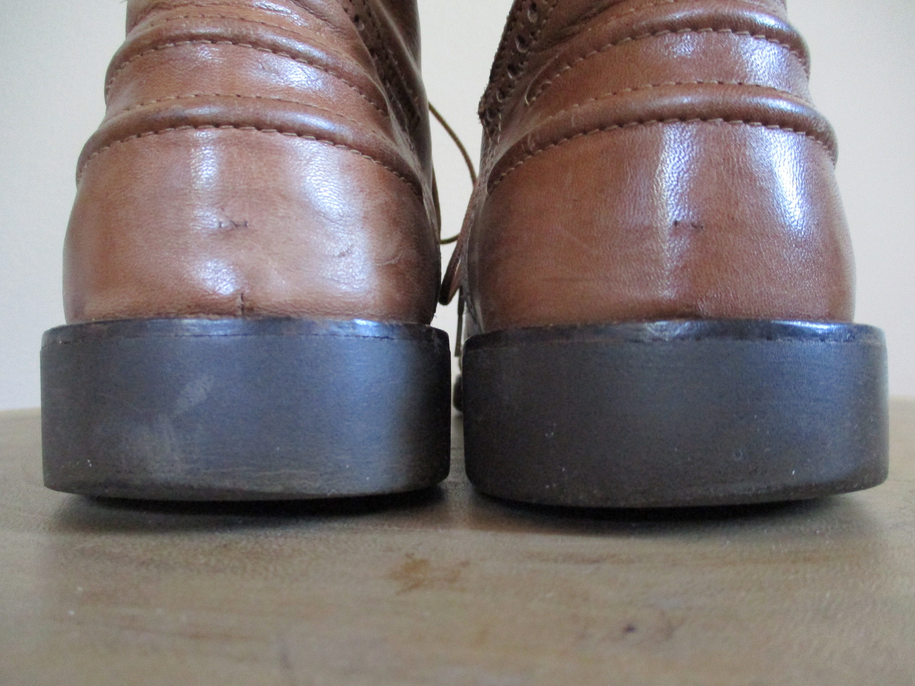 Vintage 1980s High Top Brogues Caramel Colored Leather Short 