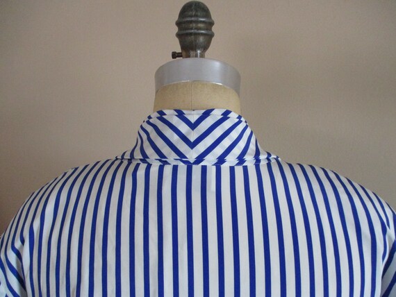 Vintage 1990s Blue and White Striped Blouse Surpl… - image 8