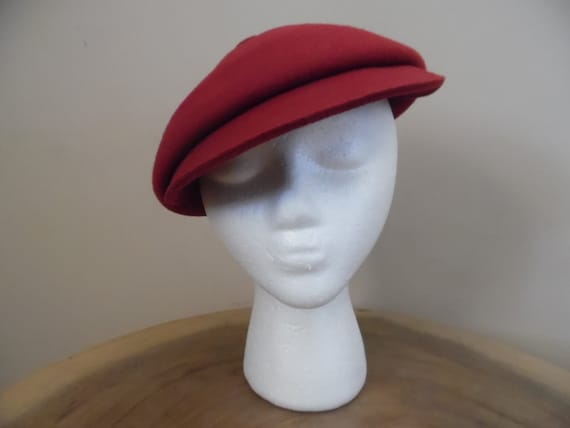 Vintage Lancaster Newsboy Cap in Burgundy 100% Woo