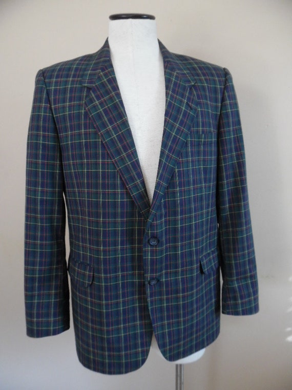 Vintage 1980s Tartan Plaid Sports Jacket Hipster … - image 2