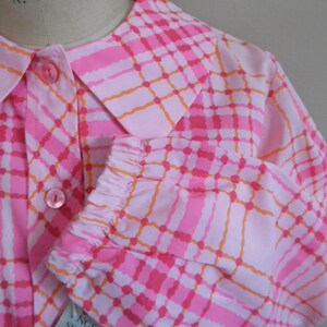 Vintage 1960s Pink Plaid Dress by New Fashion Creations Slim Shirt Dress NWT Shift Shirt Dress Long Sleeve Career Dress Casual Dress image 3