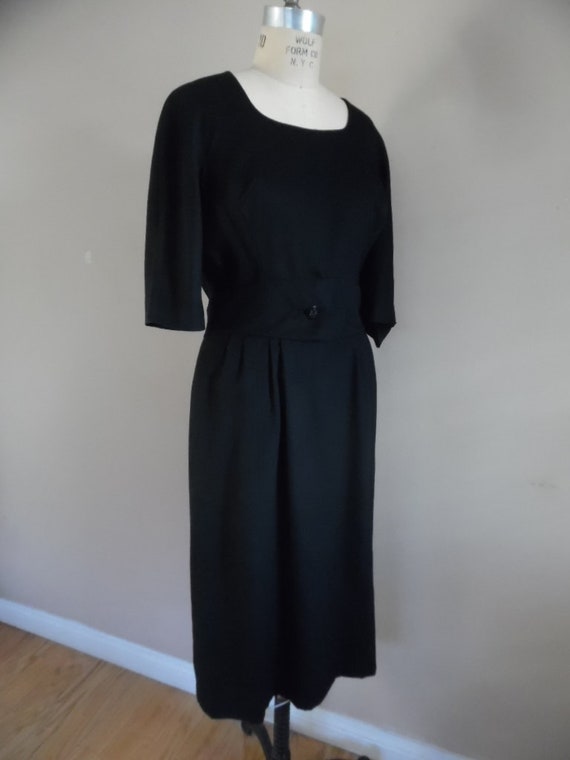 Vintage 1980s Ellen Tracy Black Wool Dress; Secre… - image 3