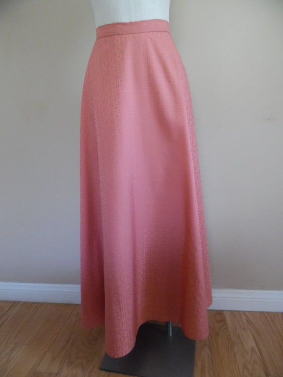 Vintage 1970s Disco Skirt Set Dusty Rose Geometri… - image 7