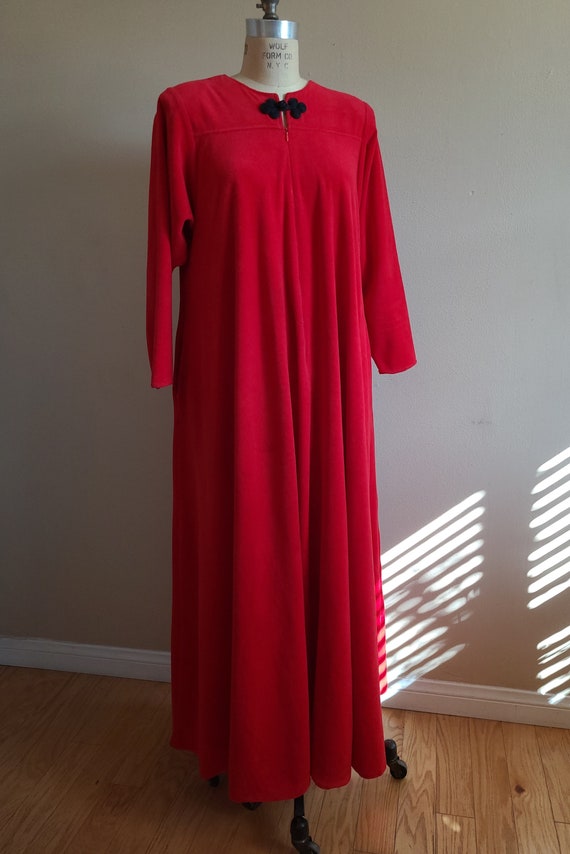 Vintage 1970s Red Velour Robe Hostess Gown by Dav… - image 4