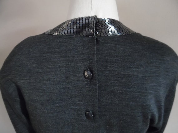 Vintage 1980s Heather Gray Jersey Knit Cocktail D… - image 8