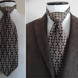 Vintage 1971 Brown Necktie by David Hicks for Brittania Neckwear Brown and White Geometric Print Necktie Union Jack TieLetasVintage