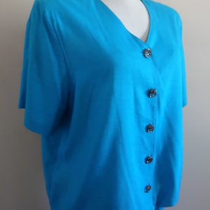 Vintage 1980s Turquoise Career Secretary Knee Length Day Dress with Car Wash Skirt by Vikki Vi California