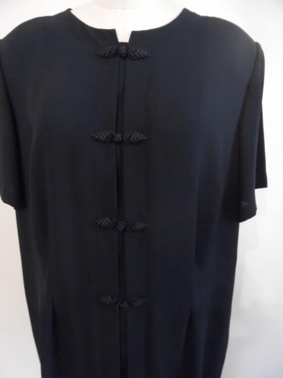 Vintage 1990s Black Crepe Chinese Inspired Dress b