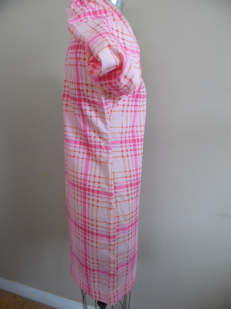 Vintage 1960s Pink Plaid Dress by New Fashion Creations Slim Shirt Dress NWT Shift Shirt Dress Long Sleeve Career Dress Casual Dress image 6